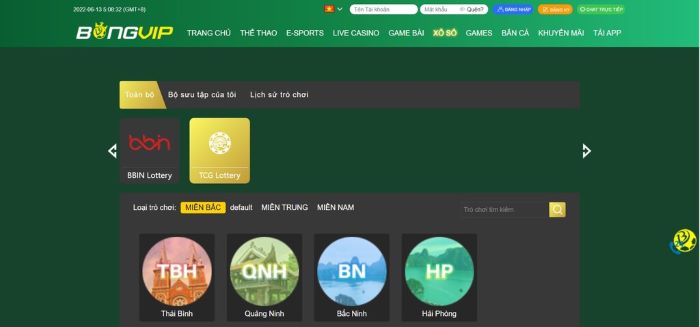 Hình ảnh giao diện chơi xổ số lô đề Bongvip